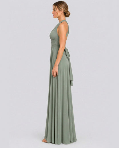 Halter Pleated Empire Waist Maxi Dress