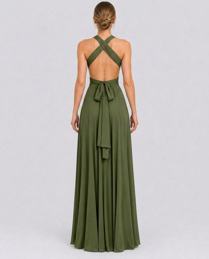 Halter Pleated Empire Waist Maxi Dress