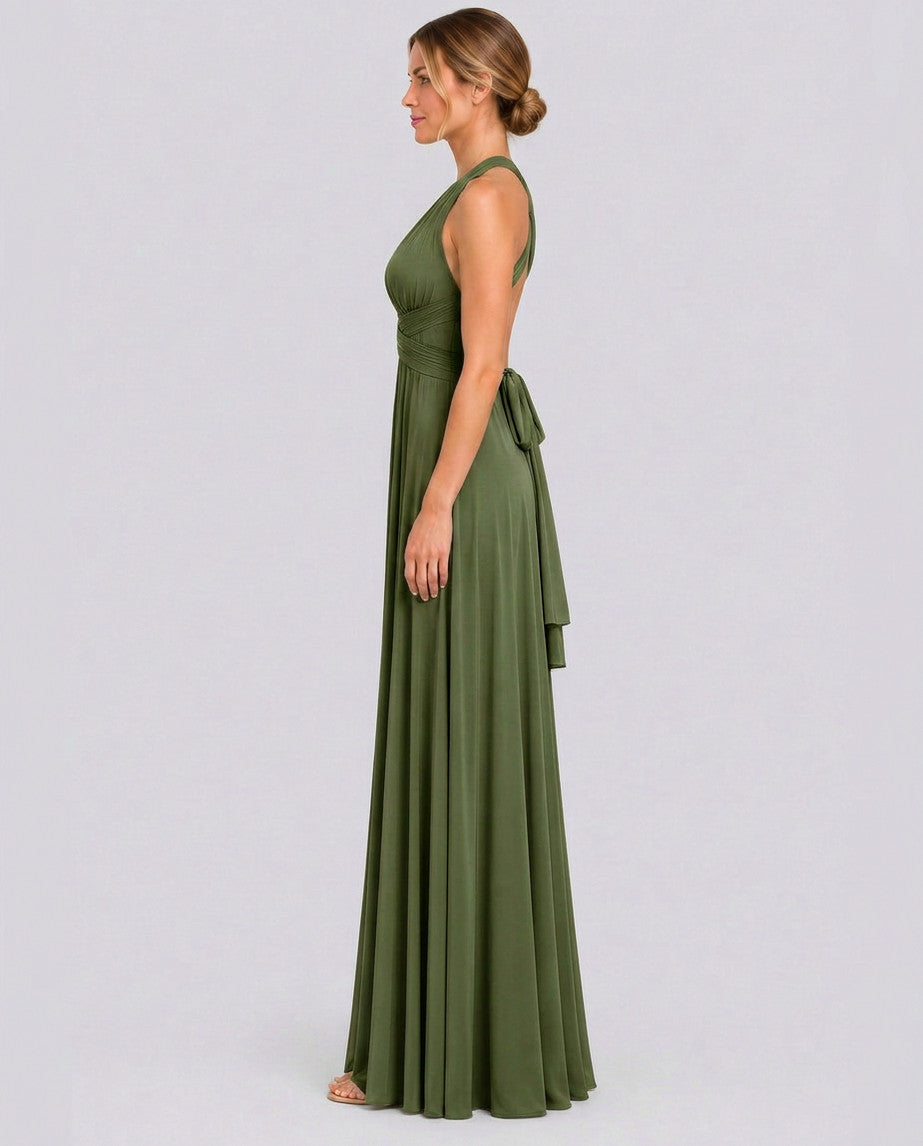 Halter Pleated Empire Waist Maxi Dress