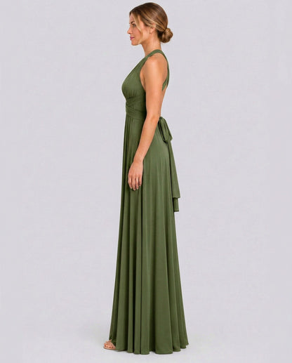 Halter Pleated Empire Waist Maxi Dress