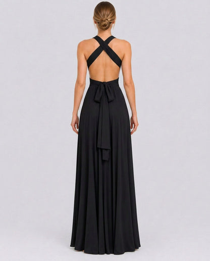 Halter Pleated Empire Waist Maxi Dress