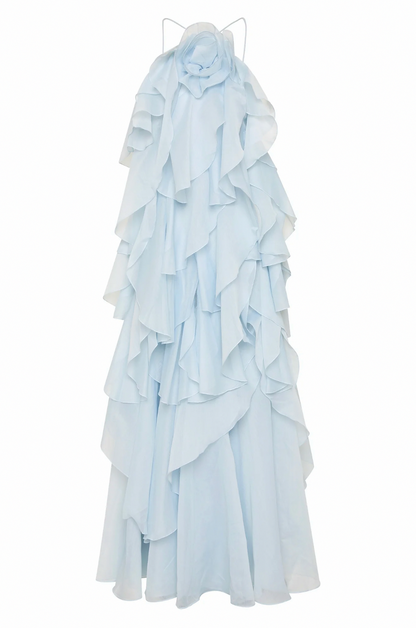 Halter Tiered Ruffle Maxi Dress
