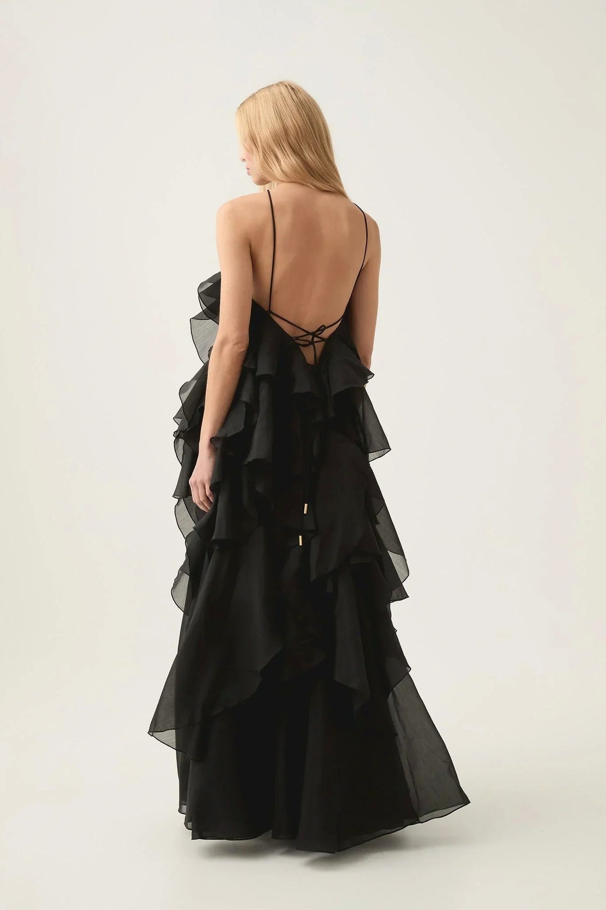 Halter Tiered Ruffle Maxi Dress
