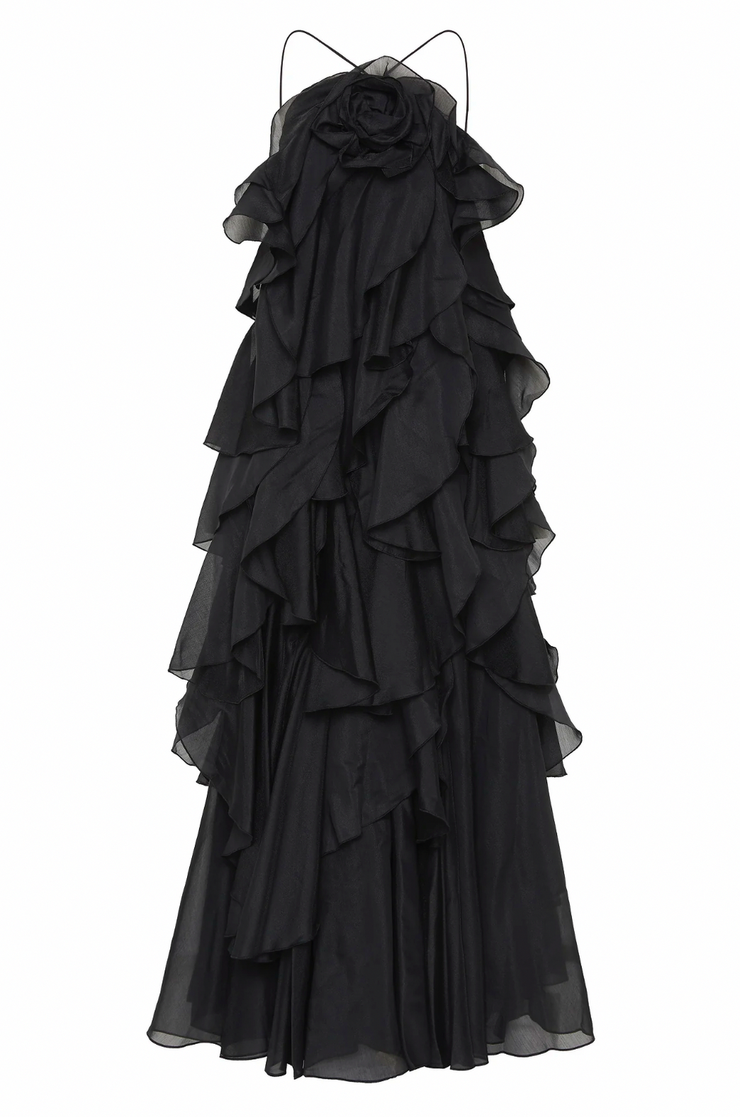Halter Tiered Ruffle Maxi Dress