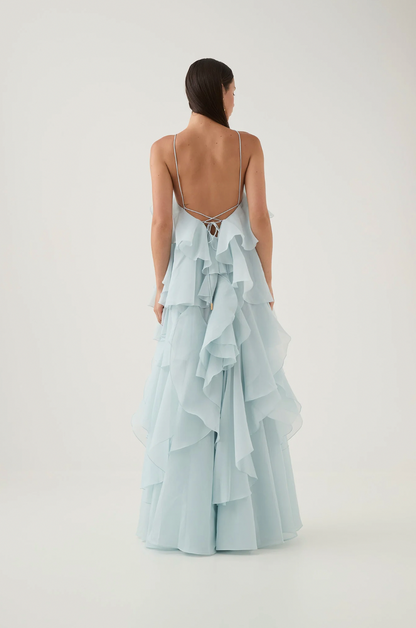 Halter Tiered Ruffle Maxi Dress