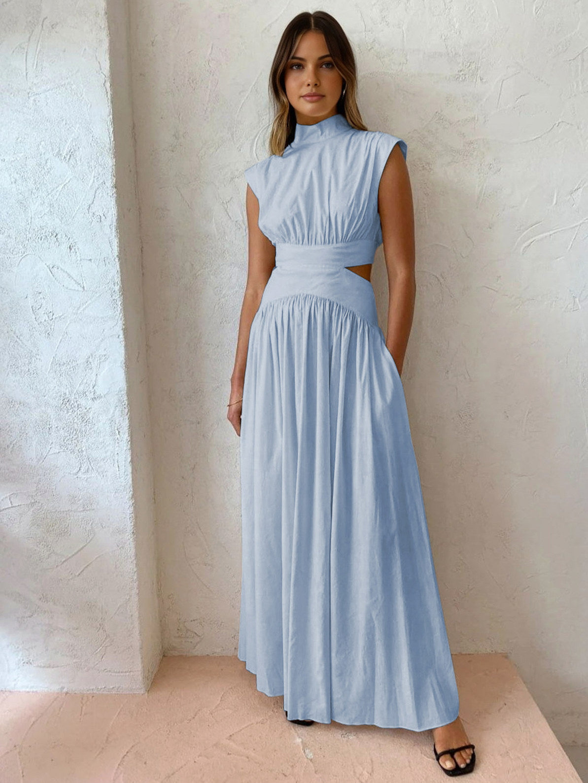 High Neck Cutout Maxi Dress