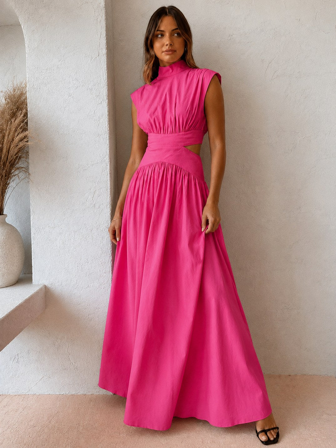 High Neck Cutout Maxi Dress