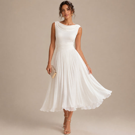 Chiffon Cowl Midi Dress