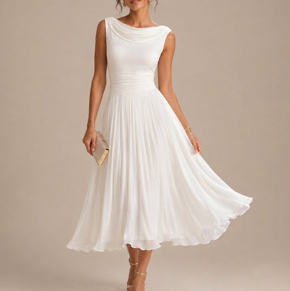 Chiffon Cowl Midi Dress