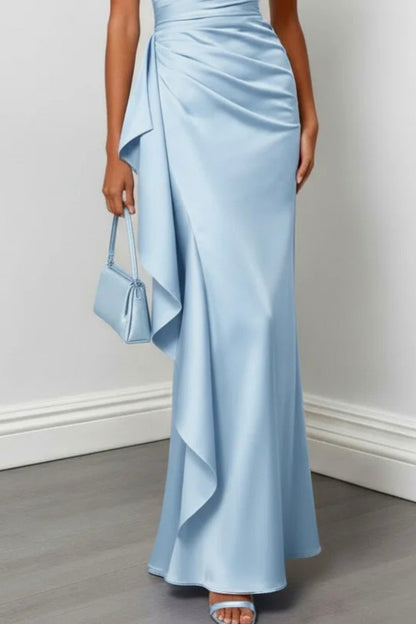 Satin One Shoulder Maxi Dress