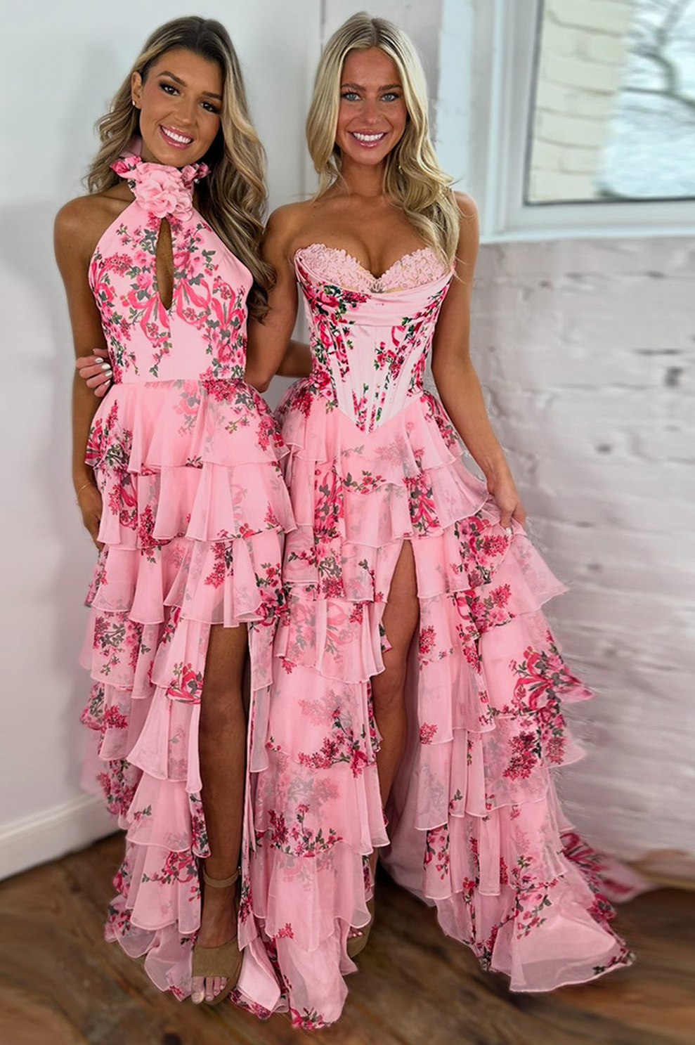Floral Strapless Tiered Maxi Dress