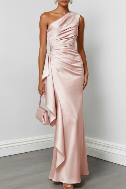 Satin One Shoulder Maxi Dress