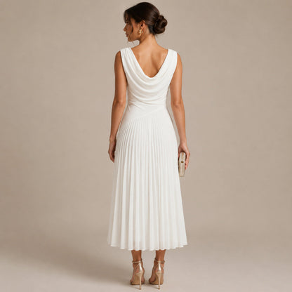 Chiffon Cowl Midi Dress