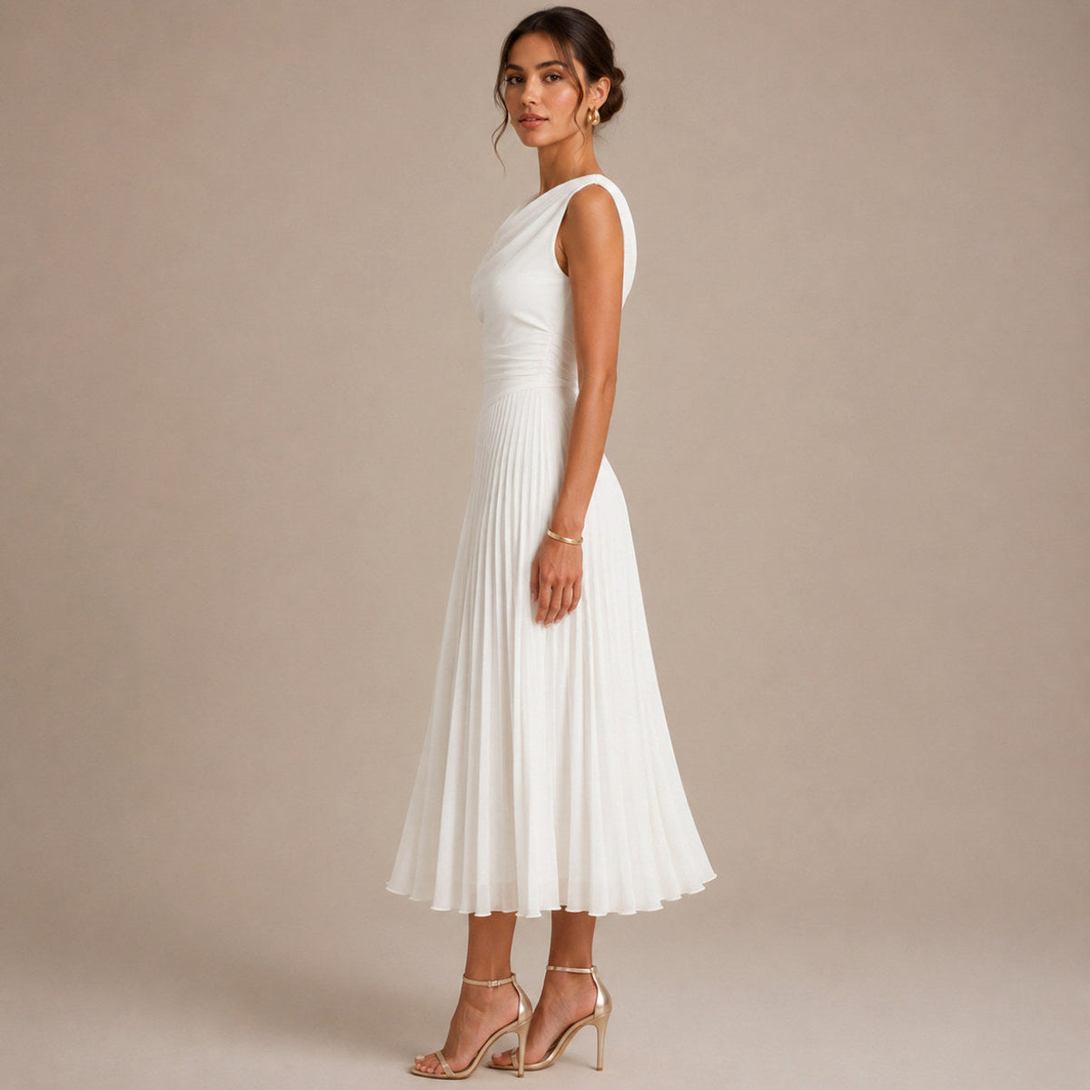 Chiffon Cowl Midi Dress