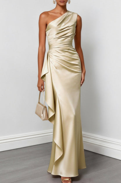 Satin One Shoulder Maxi Dress