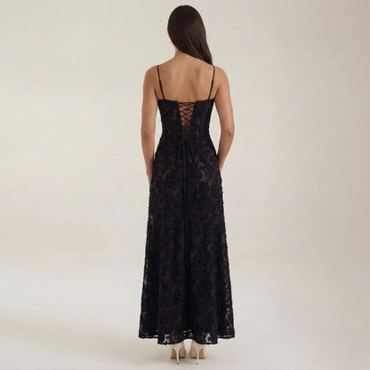 Jacquard Sweetheart Neck Maxi Dress