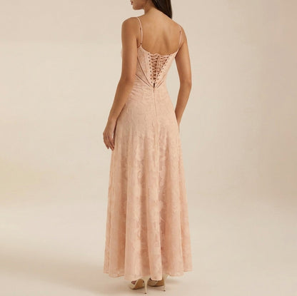 Jacquard Sweetheart Neck Maxi Dress