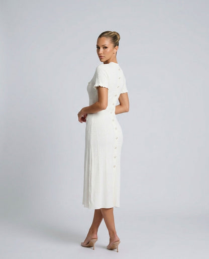 Knit Button Front Midi Dress