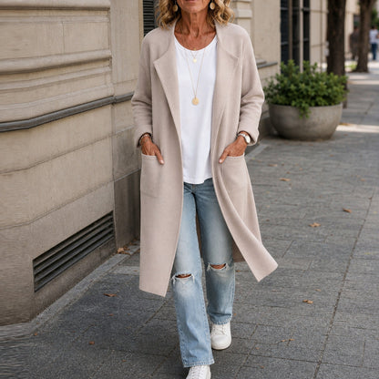 Knit Long Sleeve Open Front Coat