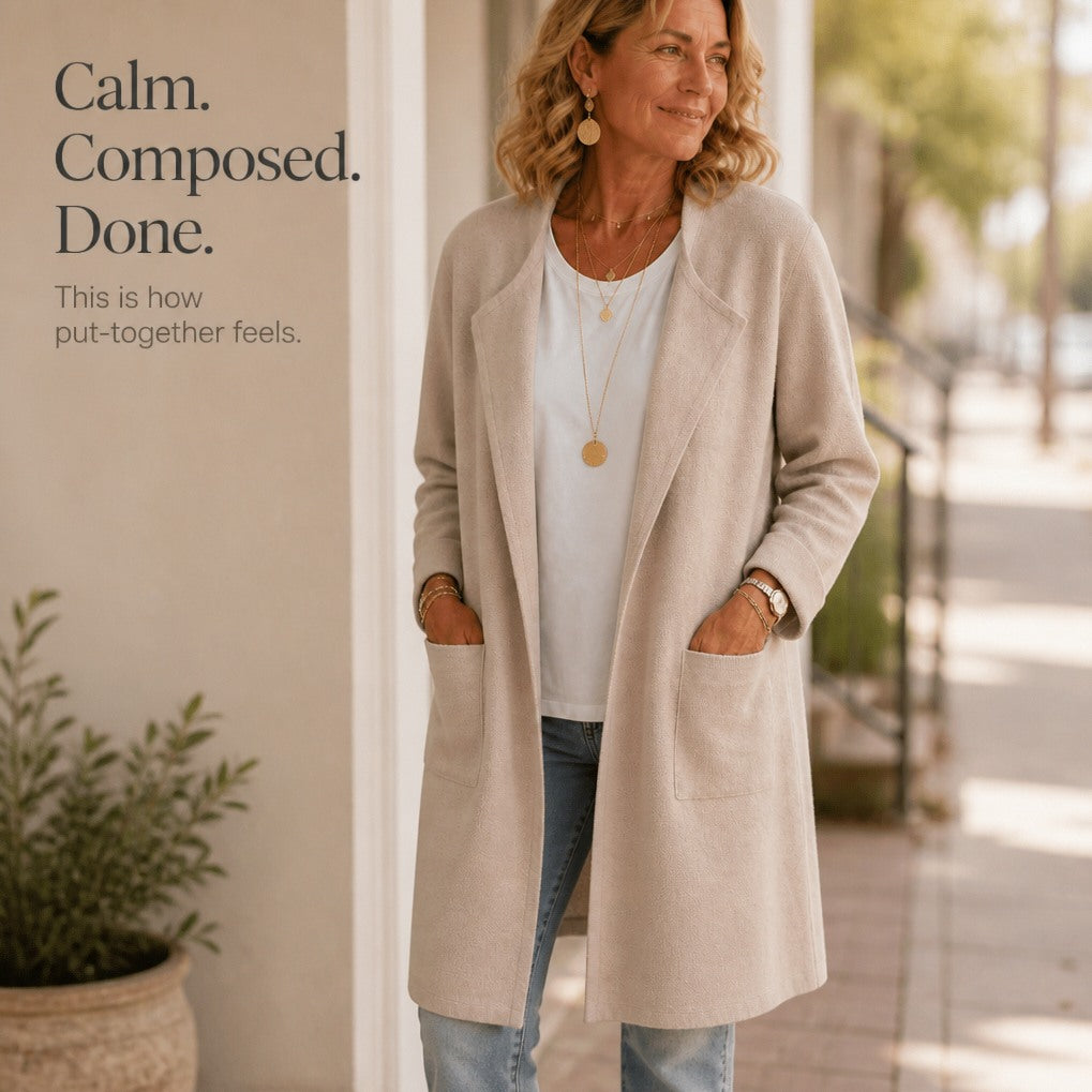 Knit Long Sleeve Open Front Coat