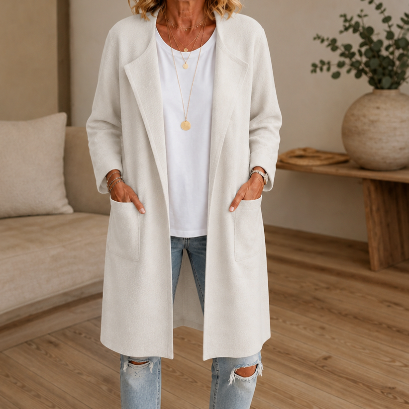 Knit Long Sleeve Open Front Coat
