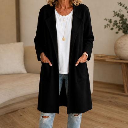 Knit Long Sleeve Open Front Coat