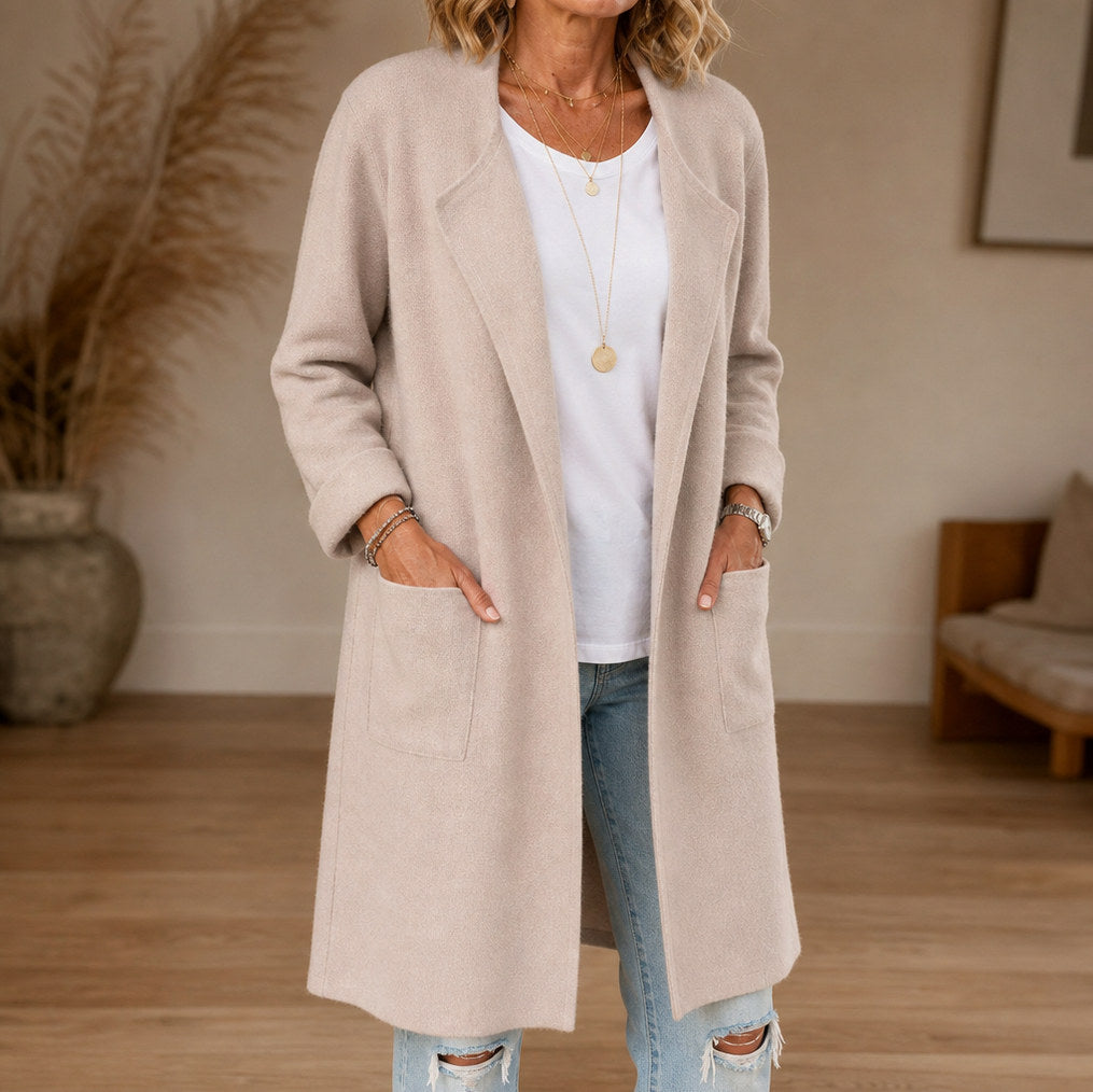 Knit Long Sleeve Open Front Coat