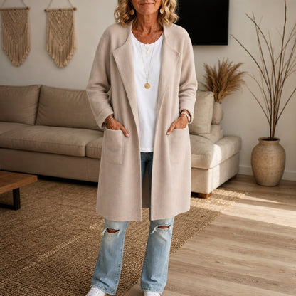 Knit Long Sleeve Open Front Coat