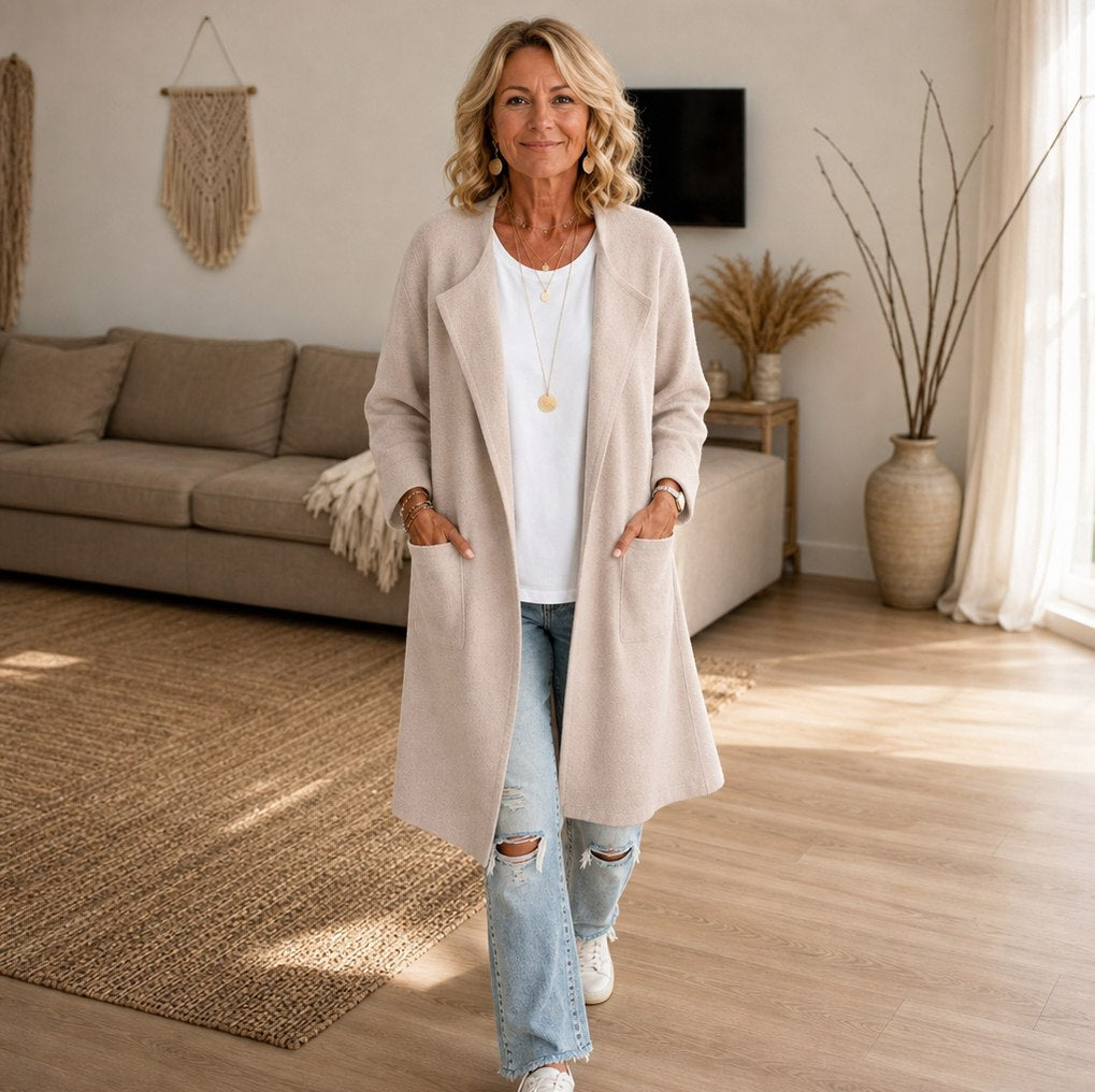 Knit Long Sleeve Open Front Coat