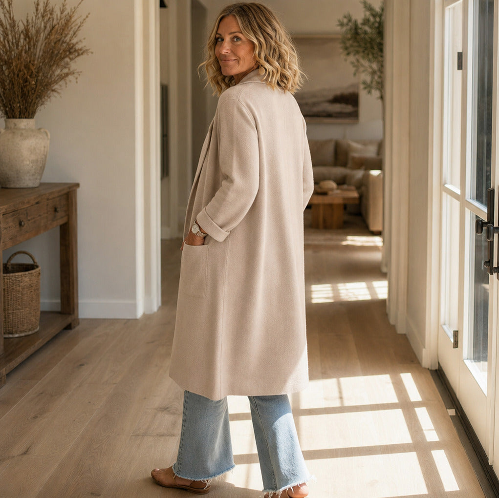 Knit Long Sleeve Open Front Coat
