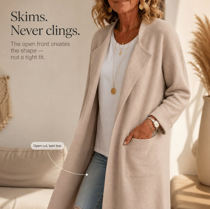 Knit Long Sleeve Open Front Coat