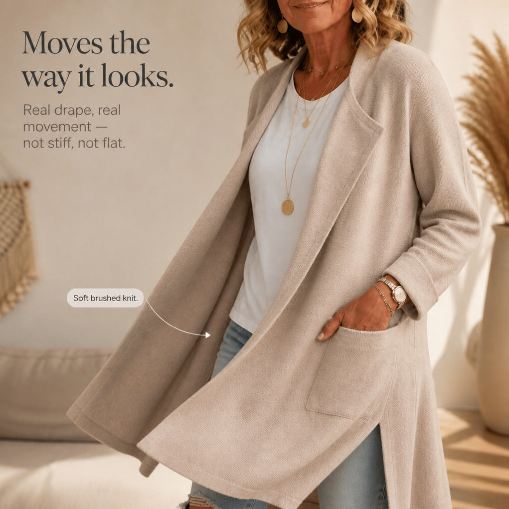 Knit Long Sleeve Open Front Coat