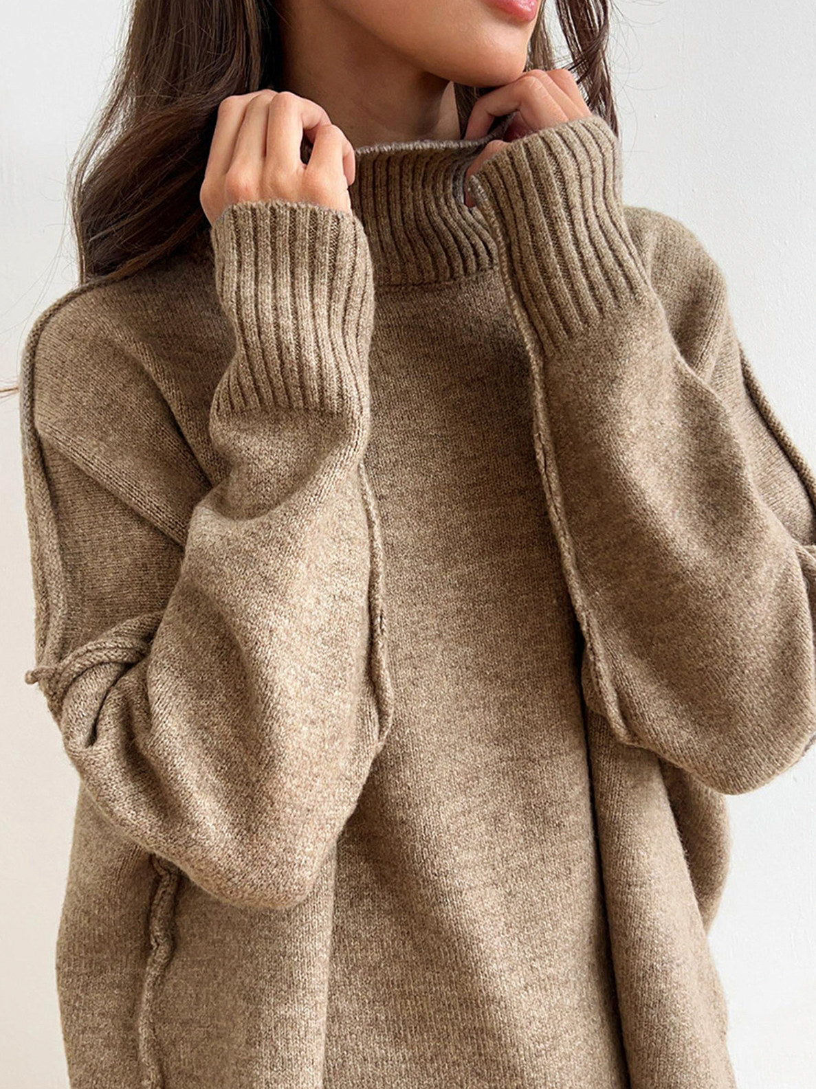 Knit Turtleneck Wide Leg Matching Set