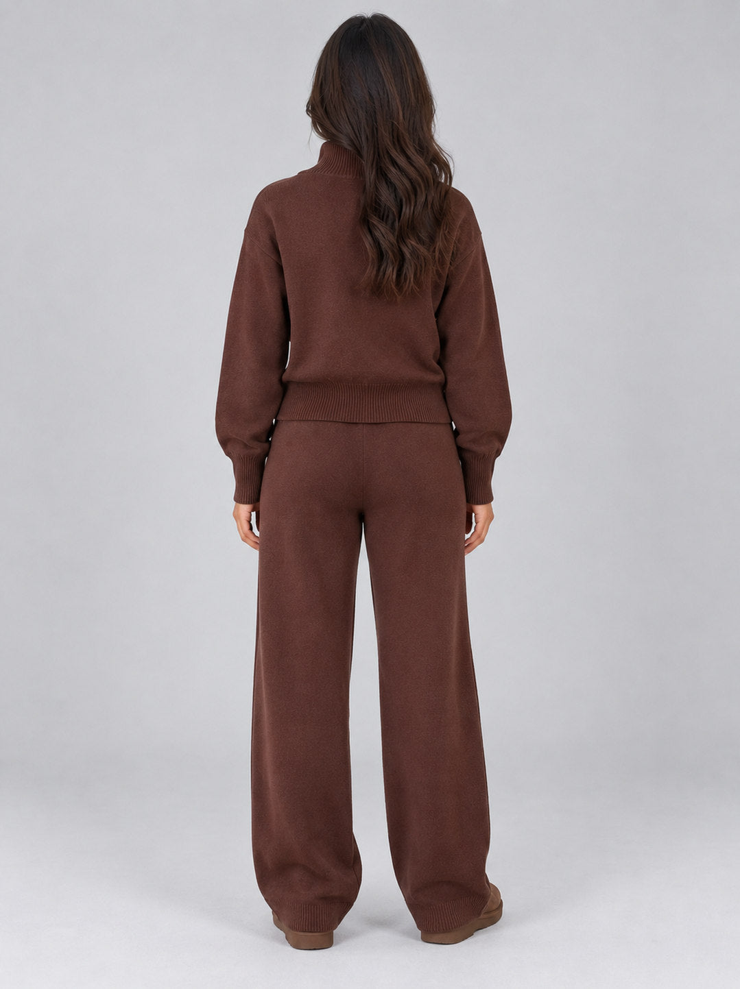 Knit Zip Front Long Sleeve Set