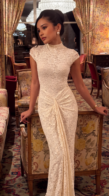 Lace Cap Sleeve Maxi Dress