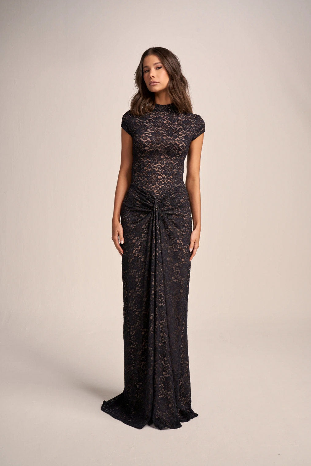 Lace Cap Sleeve Maxi Dress