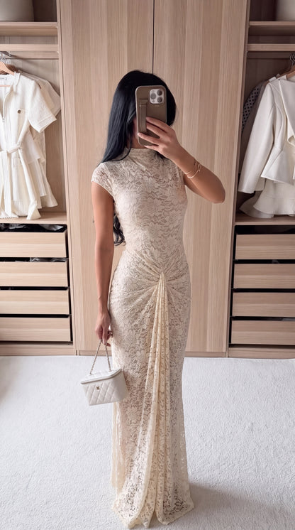 Lace Cap Sleeve Maxi Dress