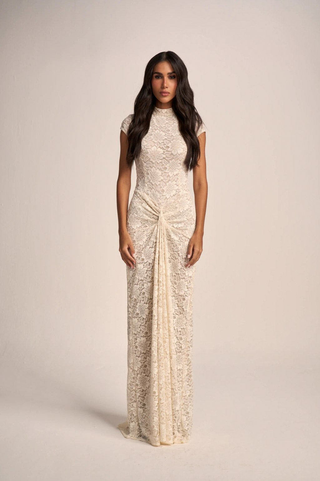 Lace Cap Sleeve Maxi Dress