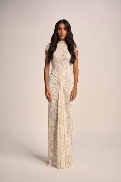 Lace Cap Sleeve Maxi Dress
