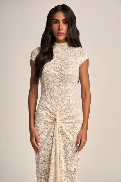 Lace Cap Sleeve Maxi Dress