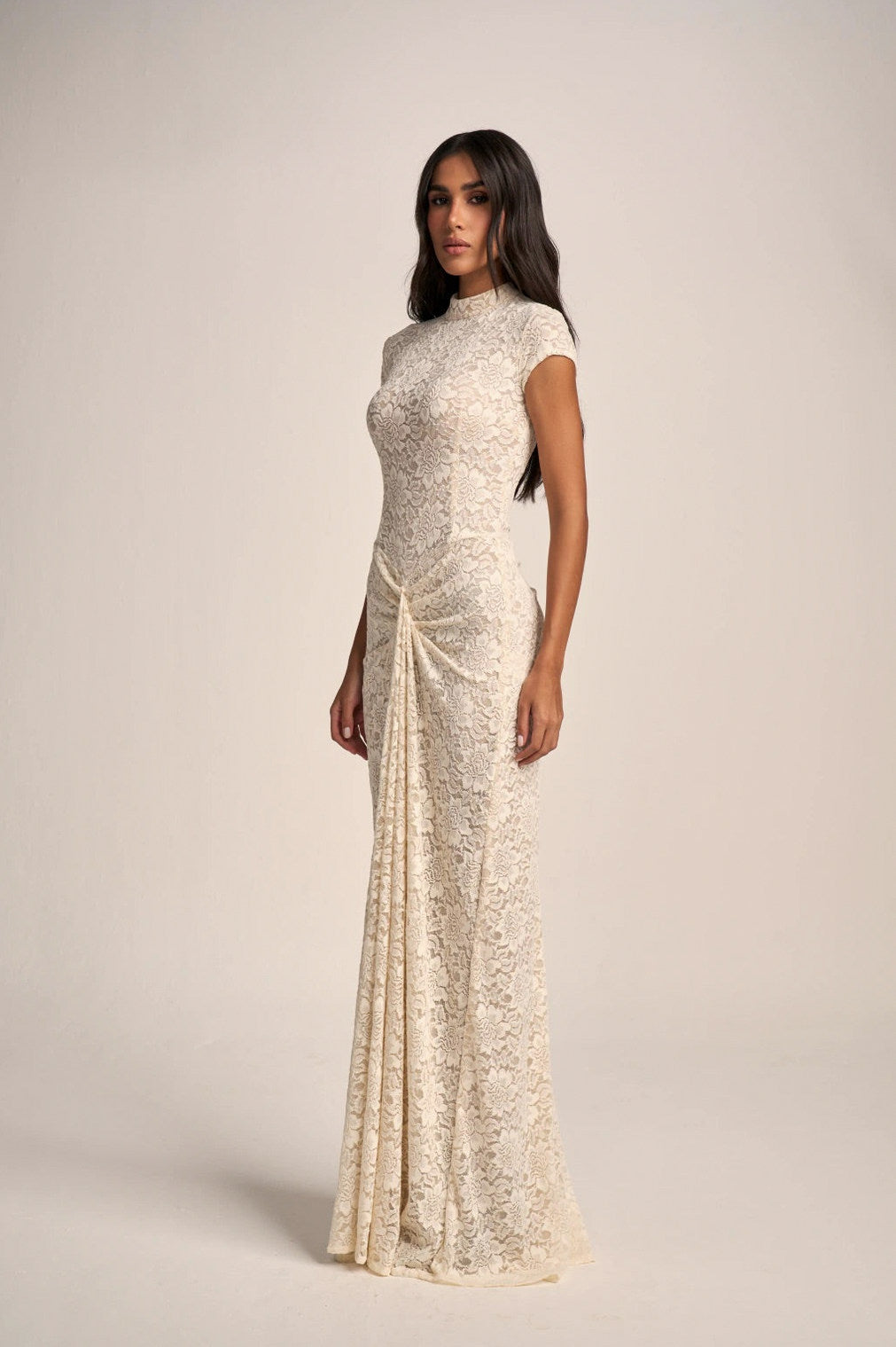 Lace Cap Sleeve Maxi Dress