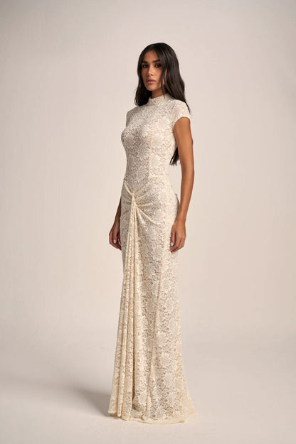 Lace Cap Sleeve Maxi Dress
