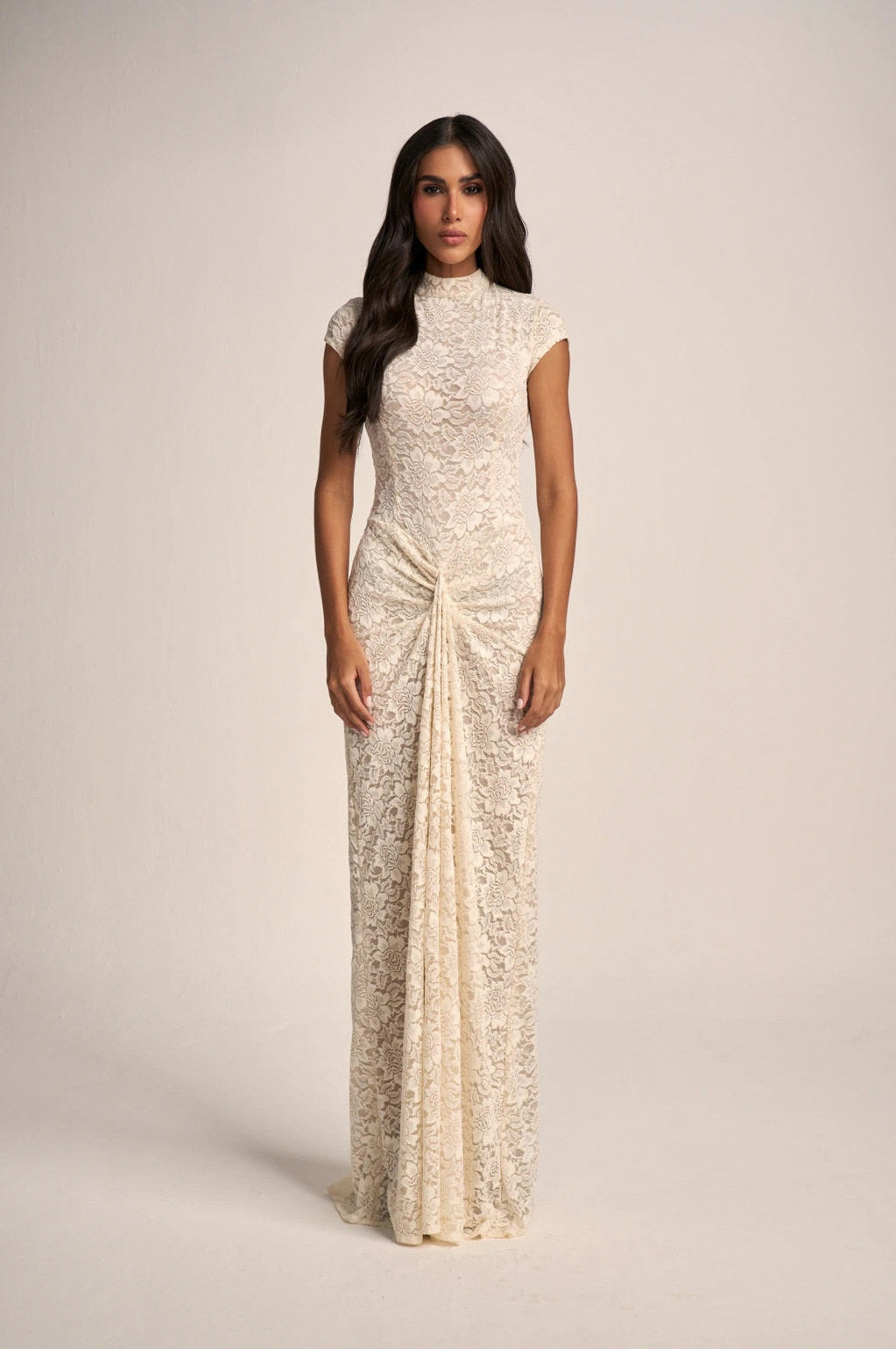 Lace Cap Sleeve Maxi Dress