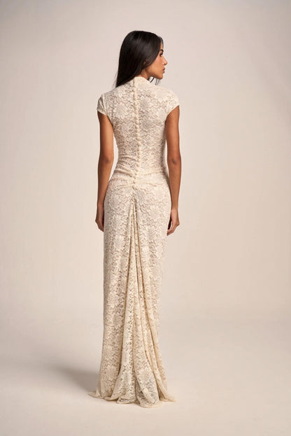 Lace Cap Sleeve Maxi Dress