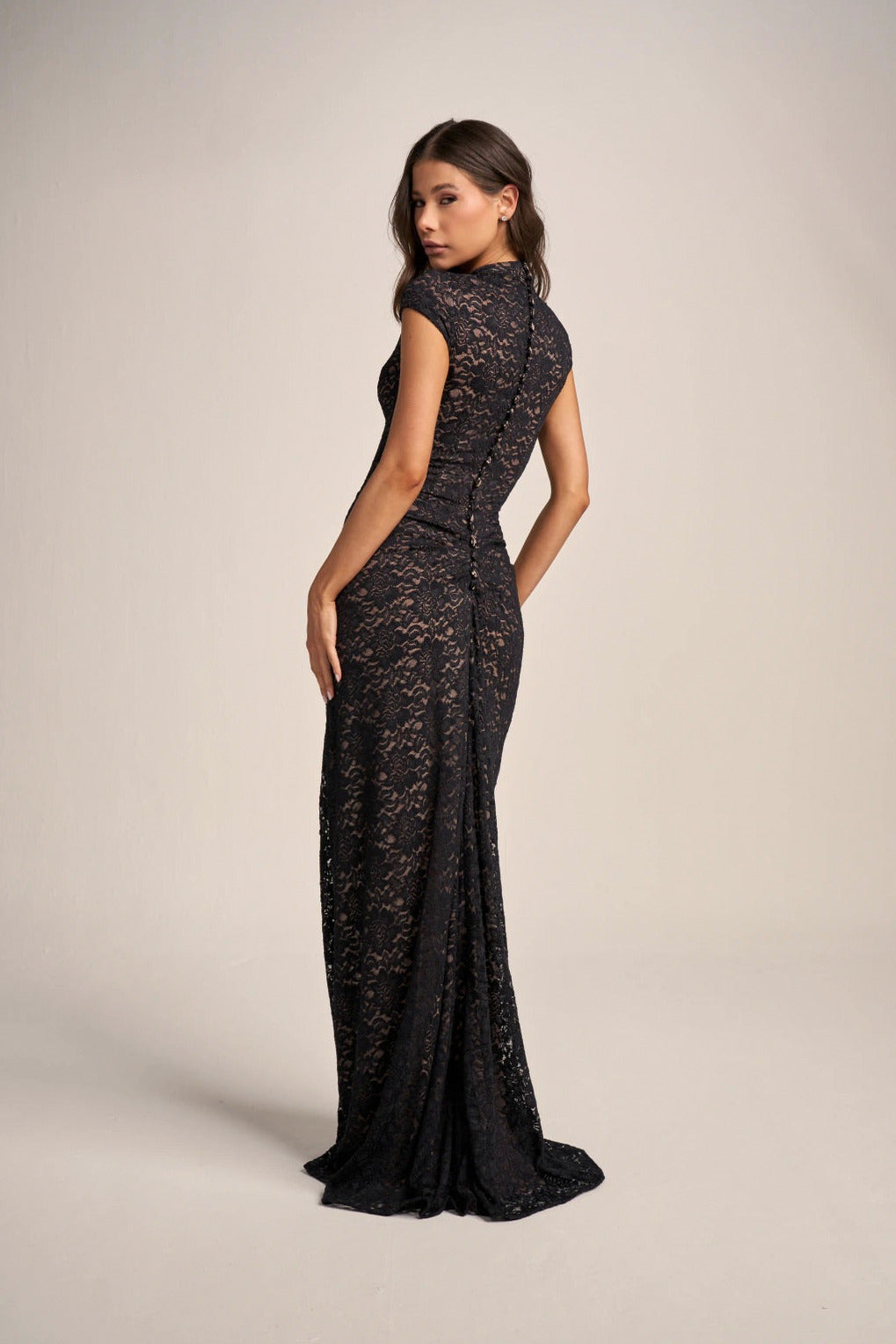 Lace Cap Sleeve Maxi Dress