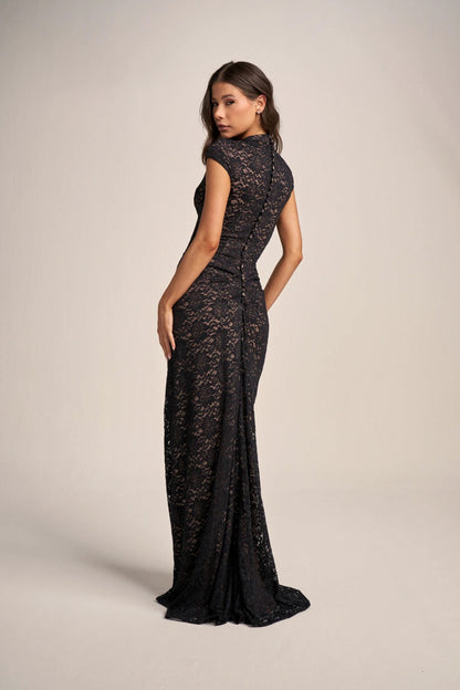 Lace Cap Sleeve Maxi Dress