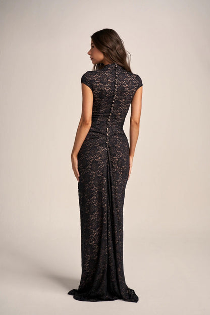 Lace Cap Sleeve Maxi Dress