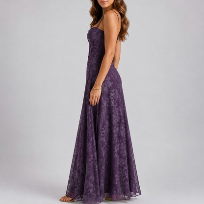 Lace Corset Drop Waist Maxi Dress