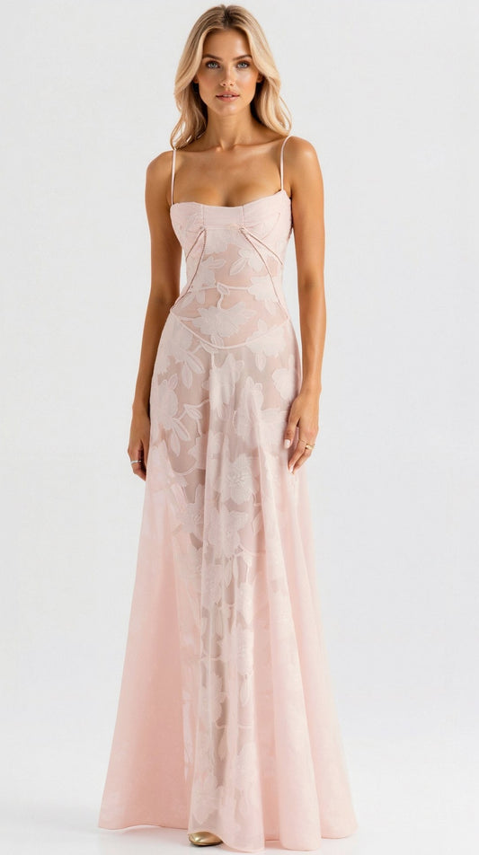 Lace Corset Sweetheart Maxi Dress
