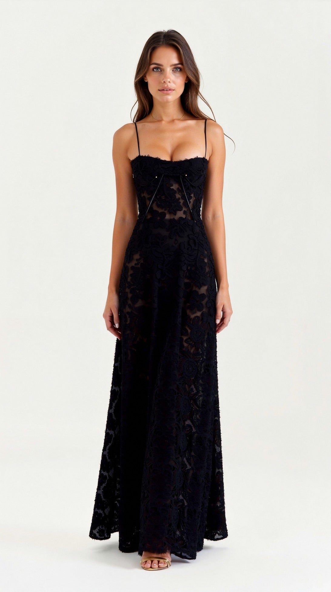 Lace Corset Sweetheart Maxi Dress